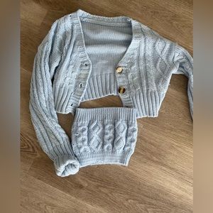 Light blue cardigan tube top set